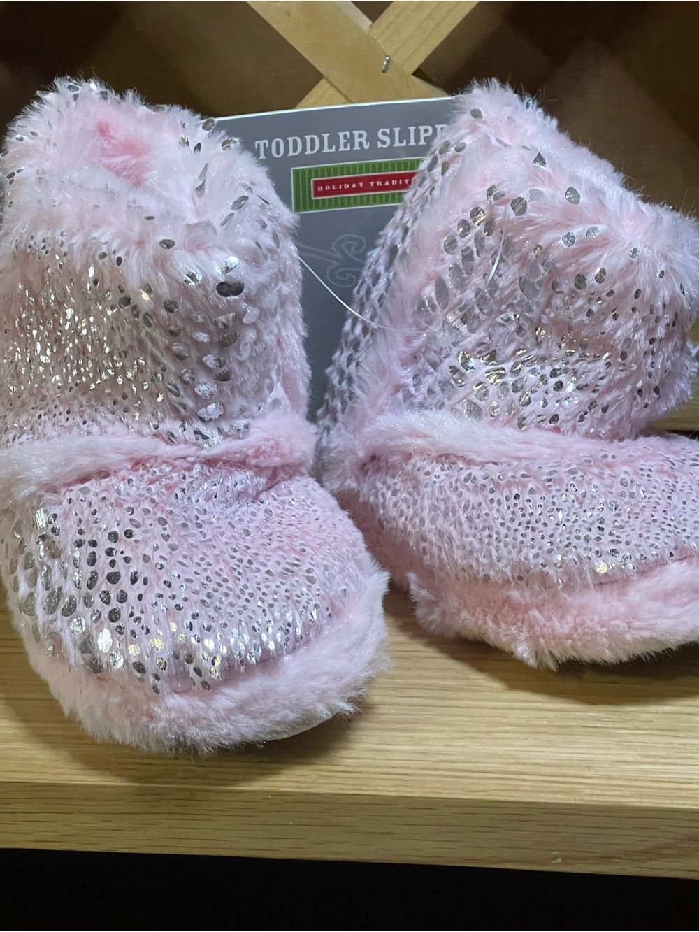 Metallic & Very Pink - Toddler Sz 5/6 Slipper Boots / Fluffy -Cozy-Adorable